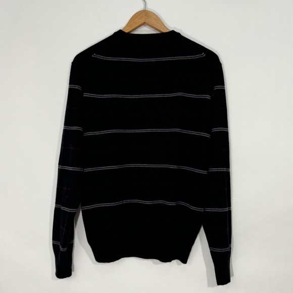 Haggar Men’s Size Medium 100% Acrylic Knit Black Stripe Crew Pullover Sweater - Picture 6 of 7